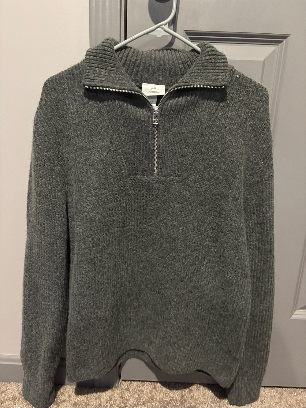 H&M Men's Dark Gray Quarter-Zip Knit Sweater
